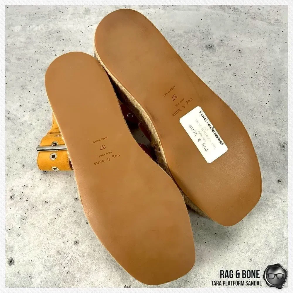 RAG & BONE TARA ESPADRILLE PLATFORM SANDAL MARIGOLD SUEDE WOMEN’S SIZE 7 YELLOW
